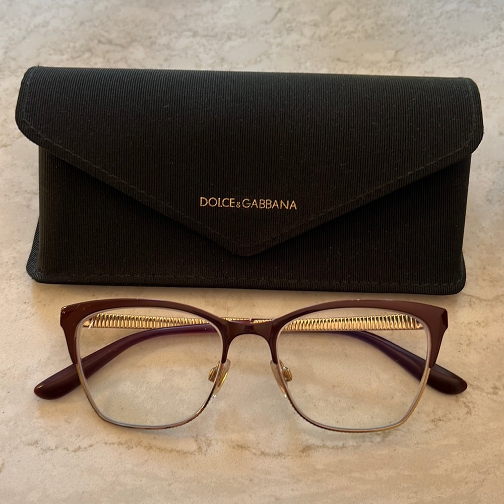 Dolce & Gabbana Burgundy Glasses with Black Case